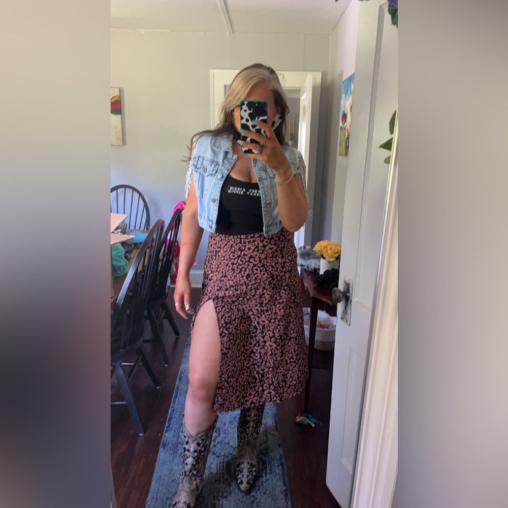 Cheetah Print Midi Skirt